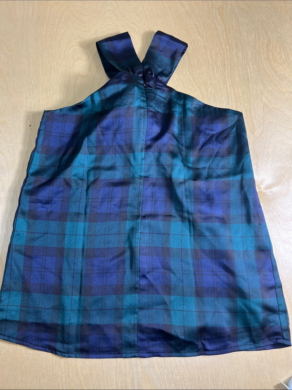 Ann Taylor Navy and Teal Plaid Halter Top size XXSP - Picture 3 of 7
